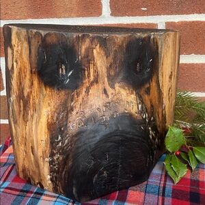 Rustic Wooden Bear Face All Natural Sculpture Handcrafted
